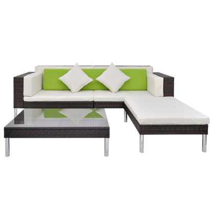 Set Divani da Giardino 4 pz con Cuscini in Polyrattan Marrone - homemem39