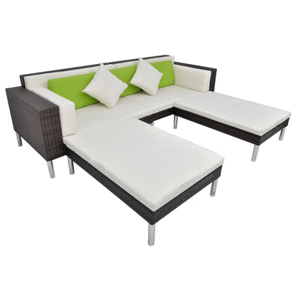 Set Divani da Giardino 4 pz con Cuscini in Polyrattan Marrone - homemem39