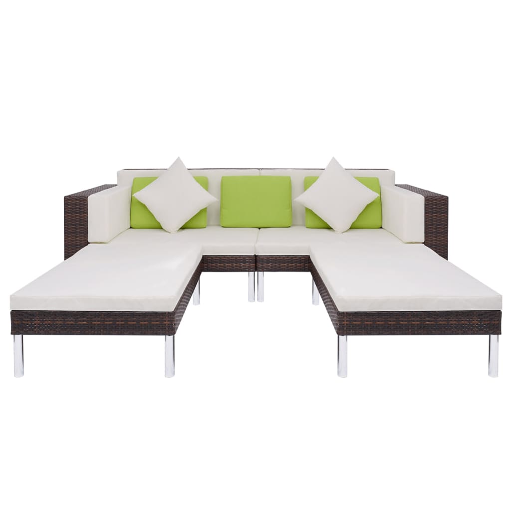 Set Divani da Giardino 4 pz con Cuscini in Polyrattan Marrone - homemem39