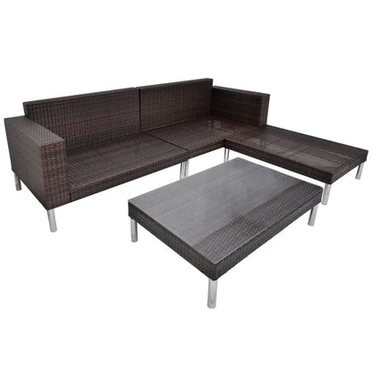 Set Divani da Giardino 4 pz con Cuscini in Polyrattan Marrone - homemem39