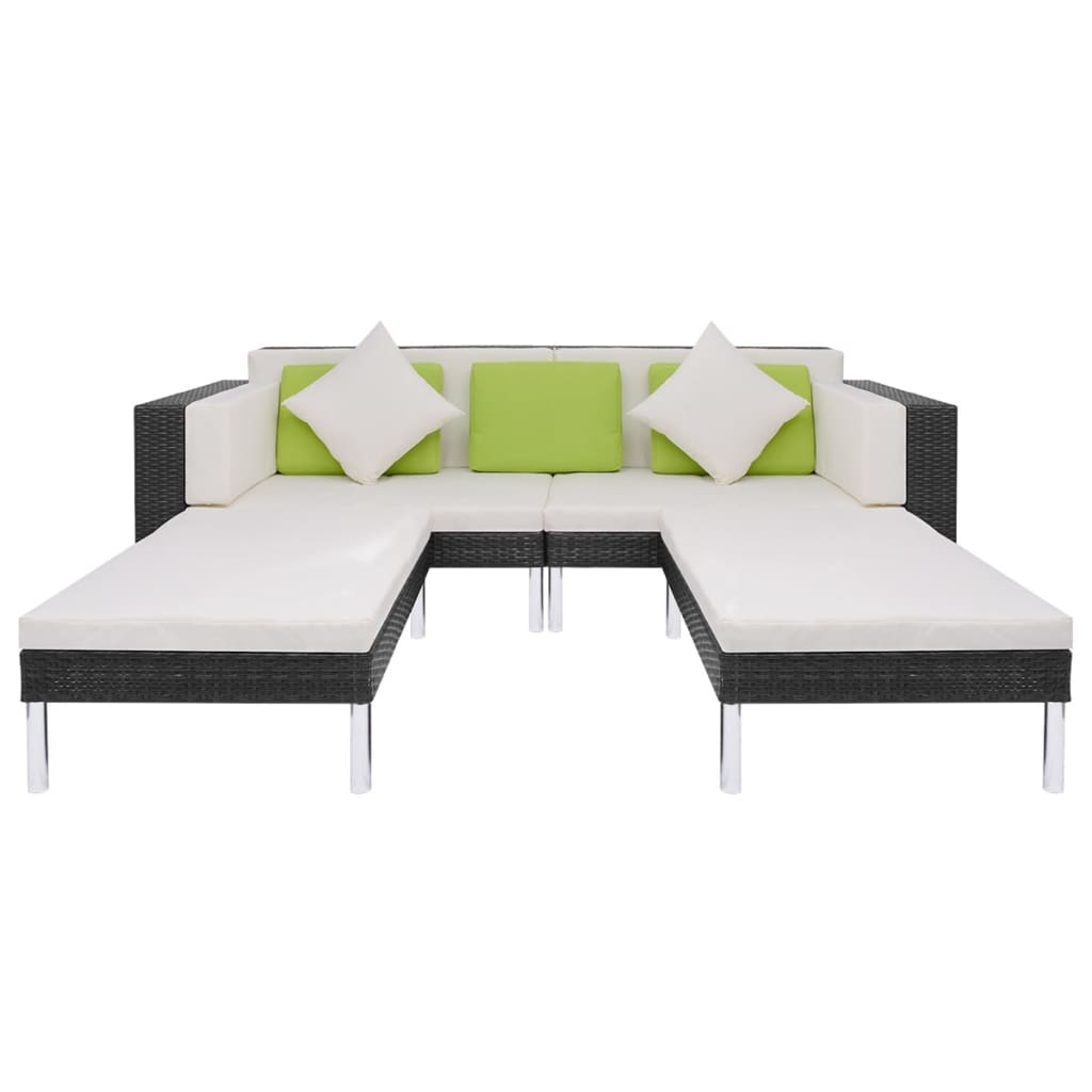 Set Divani da Giardino 4 pz con Cuscini in Polyrattan Nero - homemem39