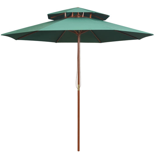 Ombrellone a 2 Livelli 270x270 cm con Palo in Legno Verde - homemem39