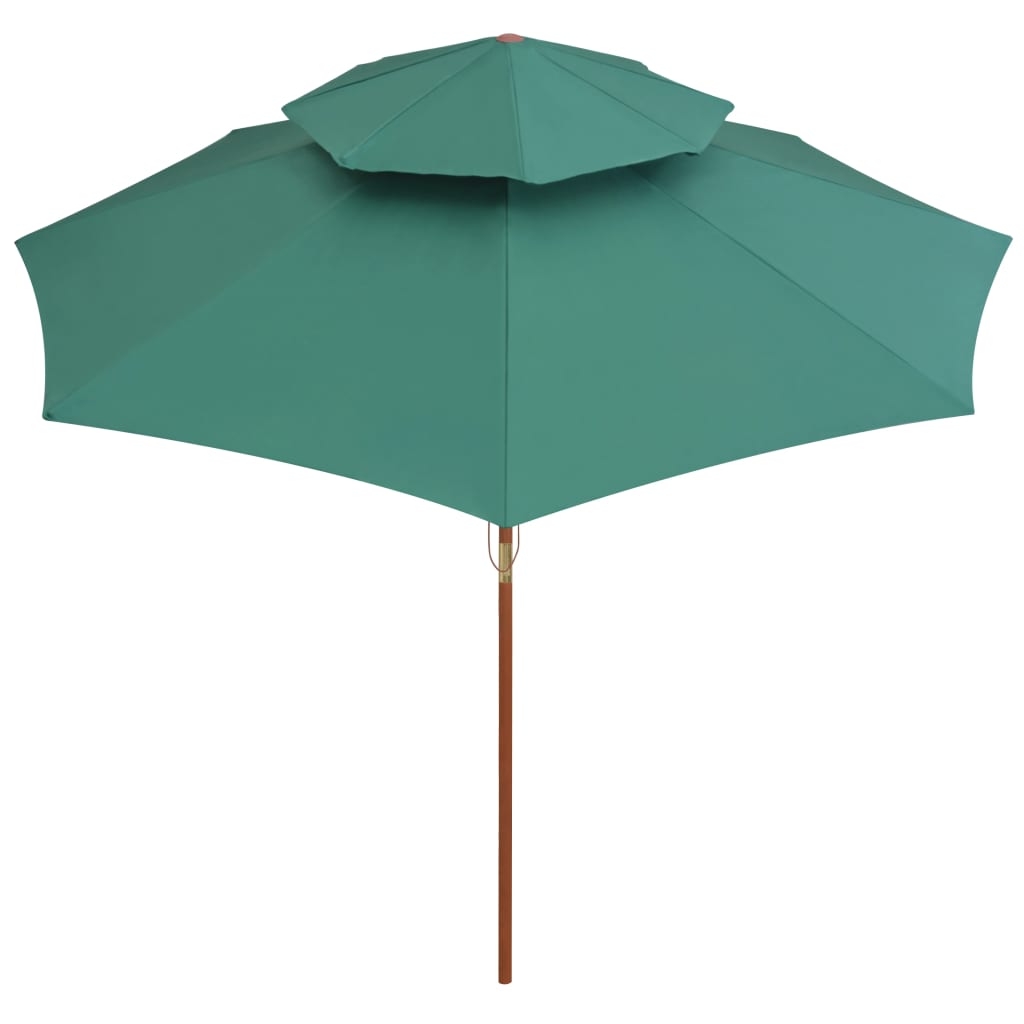 Ombrellone a 2 Livelli 270x270 cm con Palo in Legno Verde - homemem39