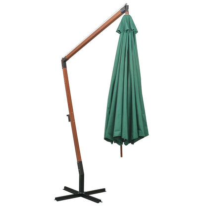 Ombrellone Pensile 350 cm Palo in Legno Verde - homemem39