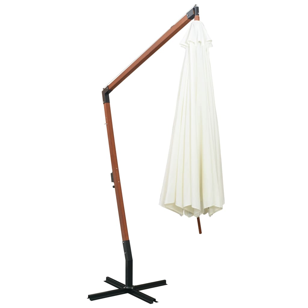 Ombrellone Pensile 350 cm Palo in Legno Bianco - homemem39