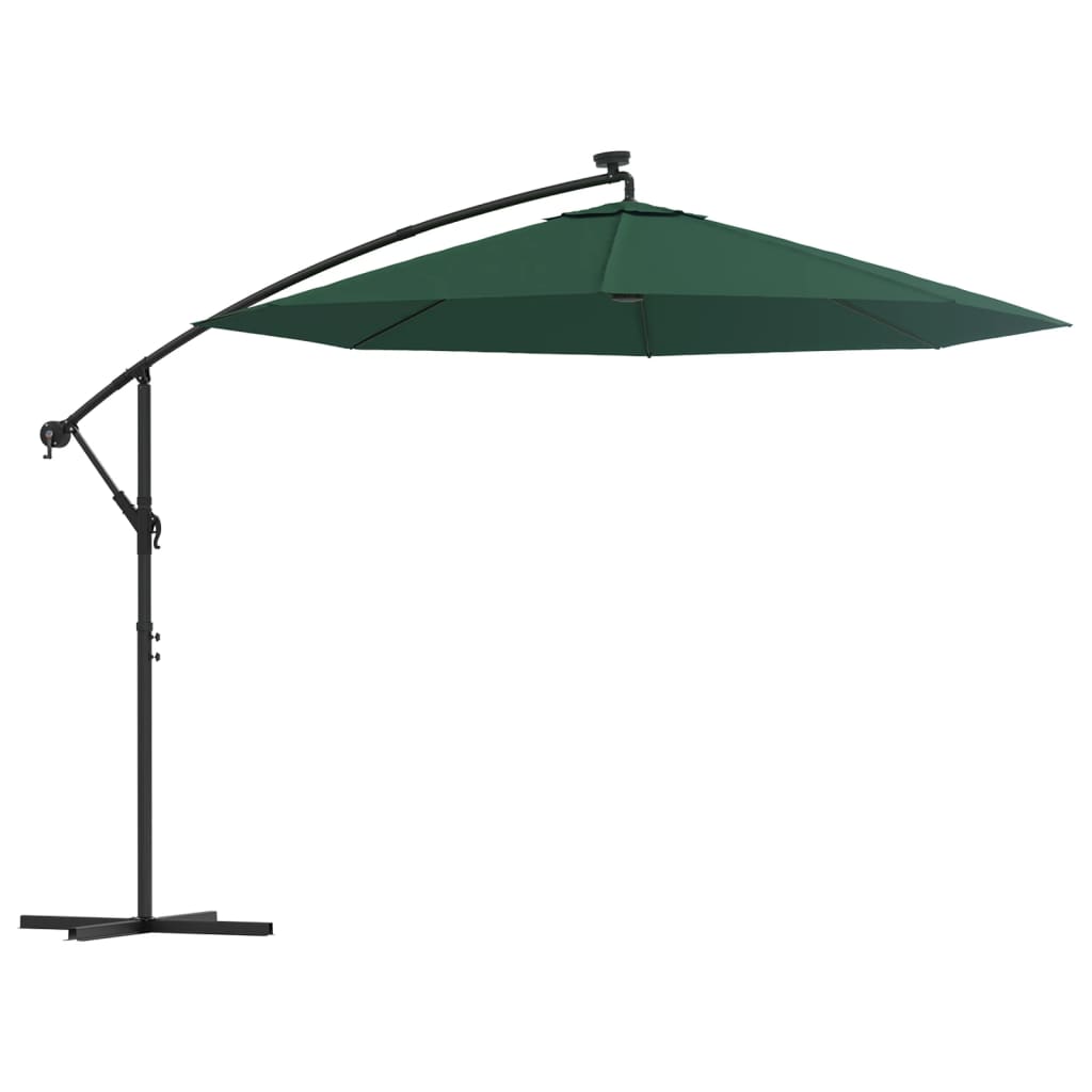 Ombrellone Pensile con Luci LED 300 cm Verde Palo in Metallo - homemem39