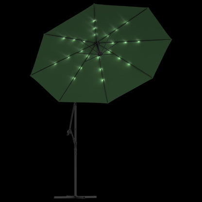 Ombrellone Pensile con Luci LED 300 cm Verde Palo in Metallo - homemem39