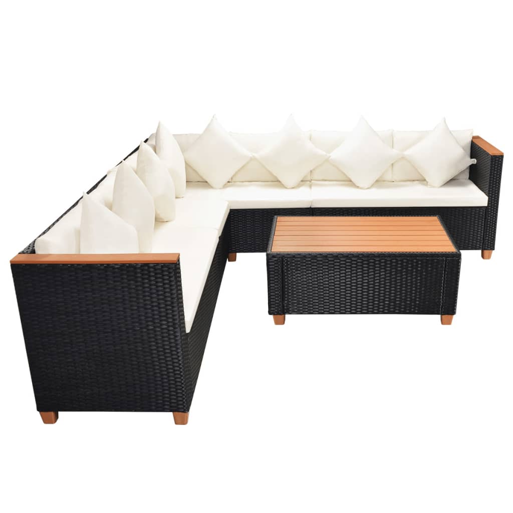 Set Divani da Giardino 5 pz con Cuscini in Polyrattan Nero - homemem39