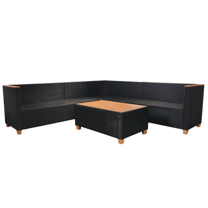 Set Divani da Giardino 5 pz con Cuscini in Polyrattan Nero - homemem39