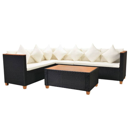 Set Divani da Giardino 4 pz con Cuscini in Polyrattan Nero - homemem39