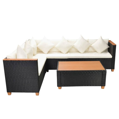 Set Divani da Giardino 4 pz con Cuscini in Polyrattan Nero - homemem39