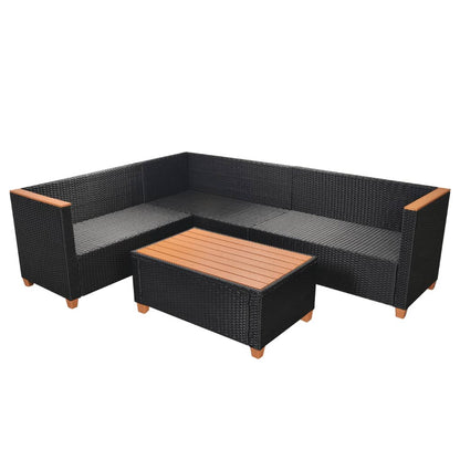 Set Divani da Giardino 4 pz con Cuscini in Polyrattan Nero - homemem39