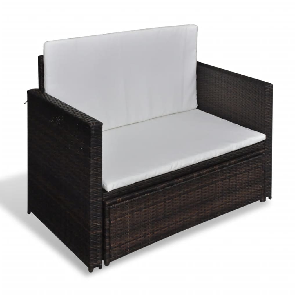 Divano da Giardino in Polyrattan Marrone - homemem39