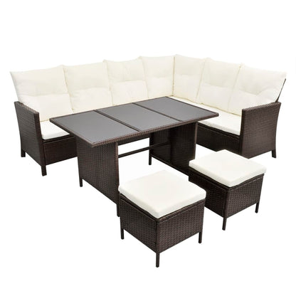 Set Divani da Giardino 4 pz con Cuscini in Polyrattan Marrone - homemem39