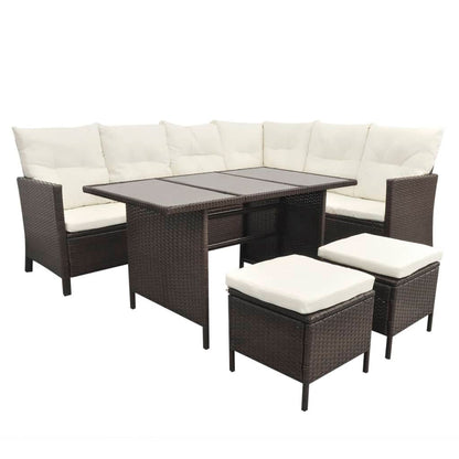 Set Divani da Giardino 4 pz con Cuscini in Polyrattan Marrone - homemem39