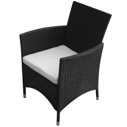 Set da Pranzo da Giardino 9 pz con Cuscini in Polyrattan Nero - homemem39