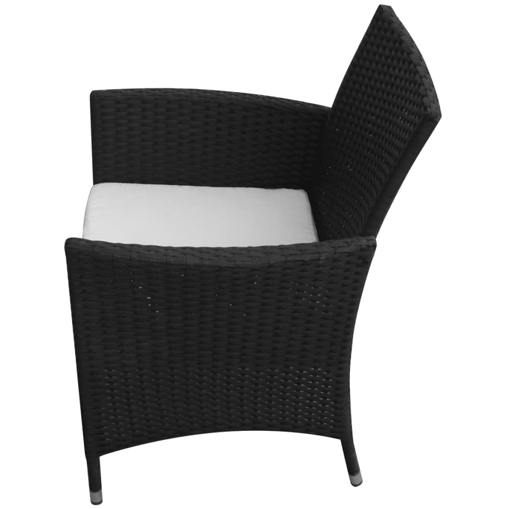 Set da Pranzo da Giardino 9 pz con Cuscini in Polyrattan Nero - homemem39