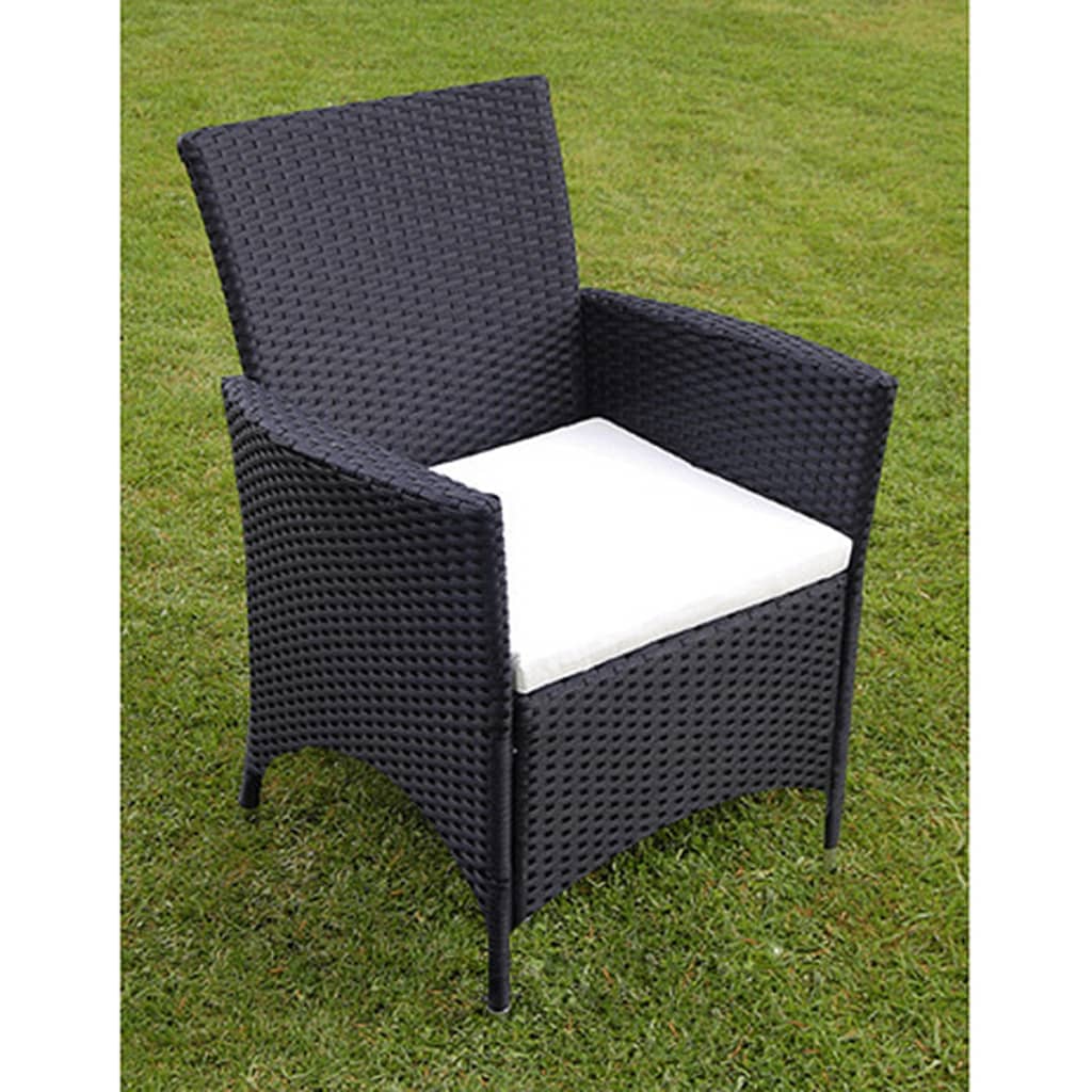 Set da Pranzo da Giardino 9 pz con Cuscini in Polyrattan Nero - homemem39