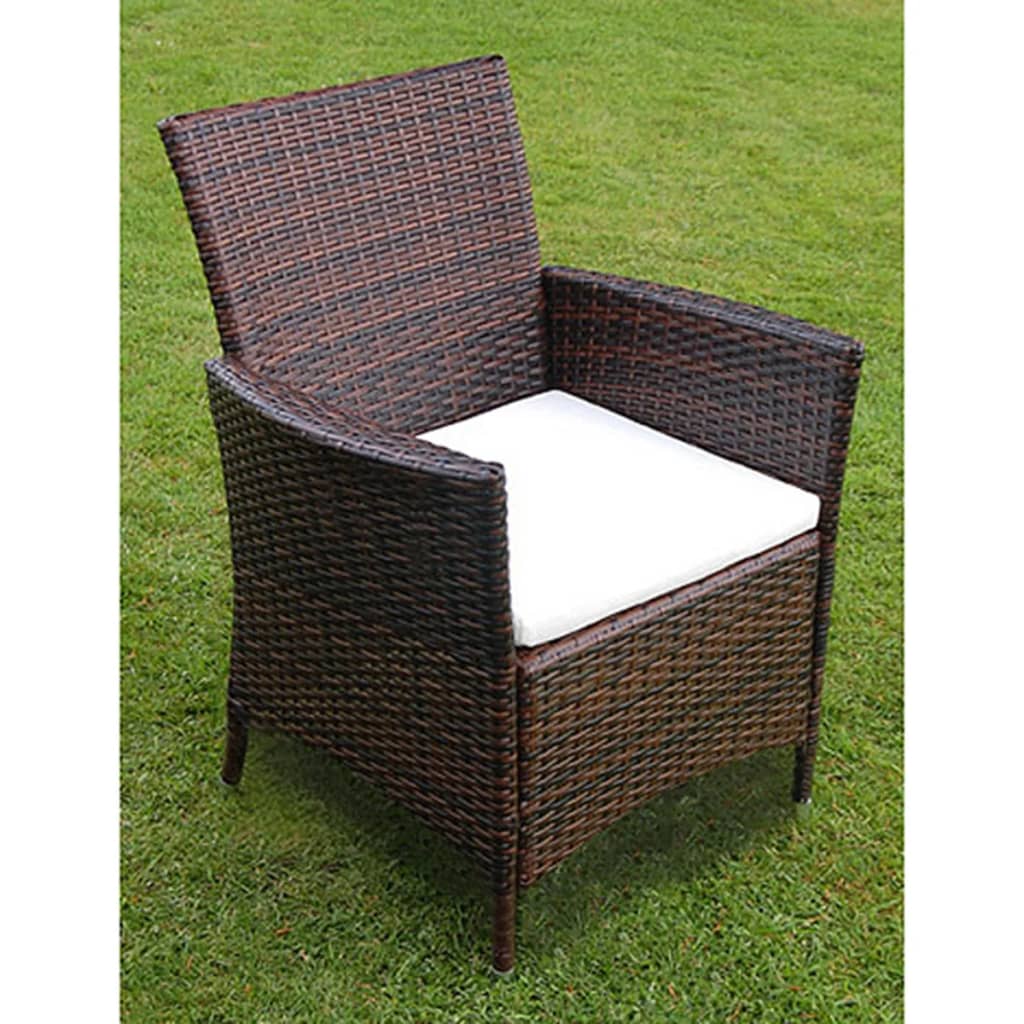 Set da Pranzo da Giardino 7 pz con Cuscini Polyrattan Marrone - homemem39