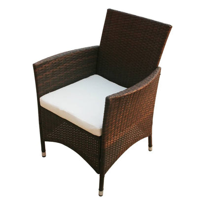 Set da Pranzo da Giardino 7 pz con Cuscini Polyrattan Marrone - homemem39