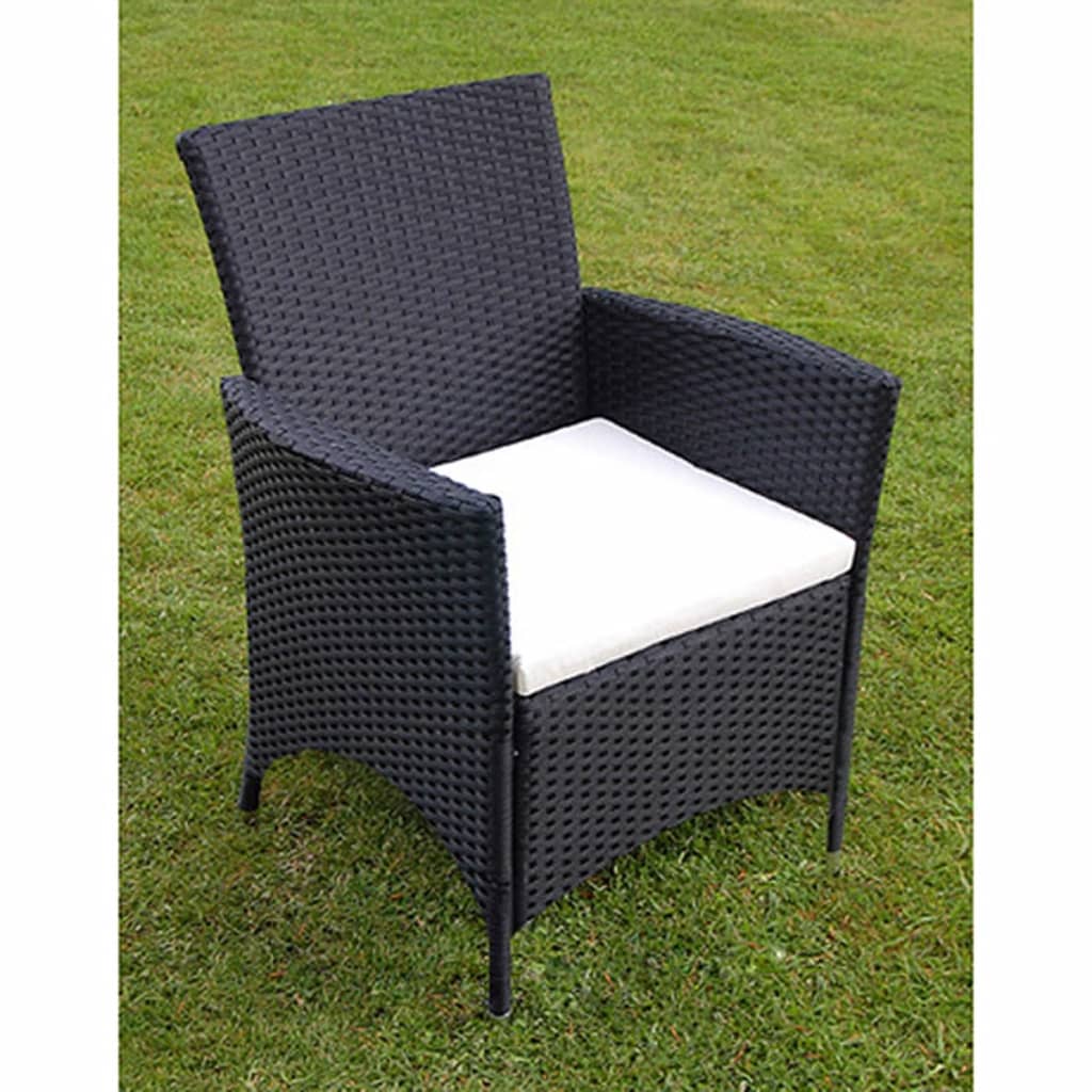 Set da Pranzo da Giardino 7 pz con Cuscini in Polyrattan Nero - homemem39