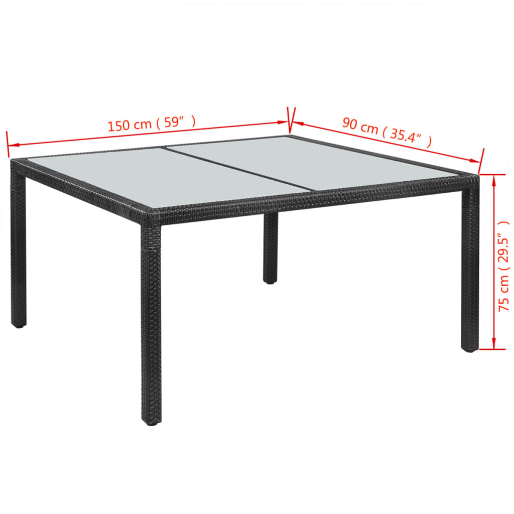 Set da Pranzo da Giardino 7 pz con Cuscini in Polyrattan Nero - homemem39