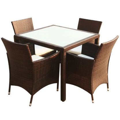 Set da Pranzo da Giardino 5 pz con Cuscini Polyrattan Marrone - homemem39