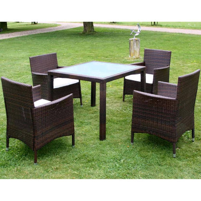 Set da Pranzo da Giardino 5 pz con Cuscini Polyrattan Marrone - homemem39