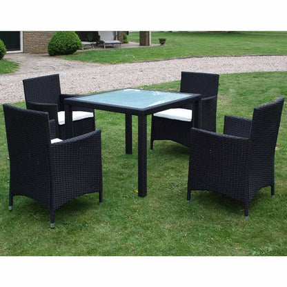 Set da Pranzo da Giardino 5 pz con Cuscini in Polyrattan Nero - homemem39