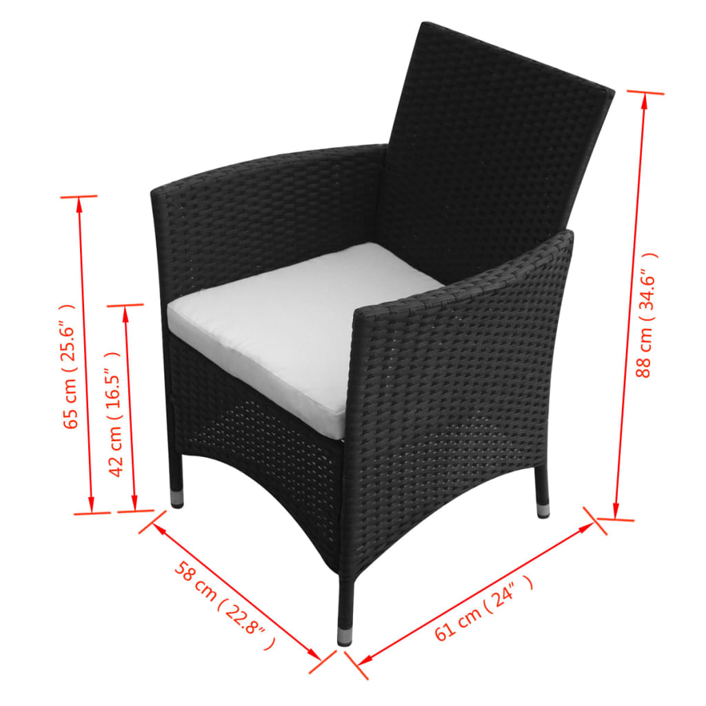 Sedie da Giardino 2 pz in Polyrattan Nere - homemem39