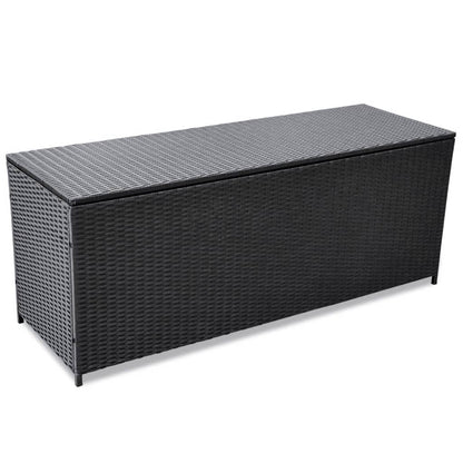 Baule da Giardino Nero 150x50x60 cm in Polyrattan - homemem39