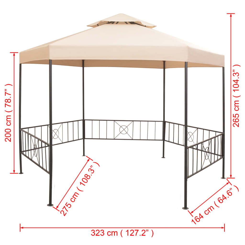 Gazebo Padiglione Tenda da Giardino 323x265 cm - homemem39