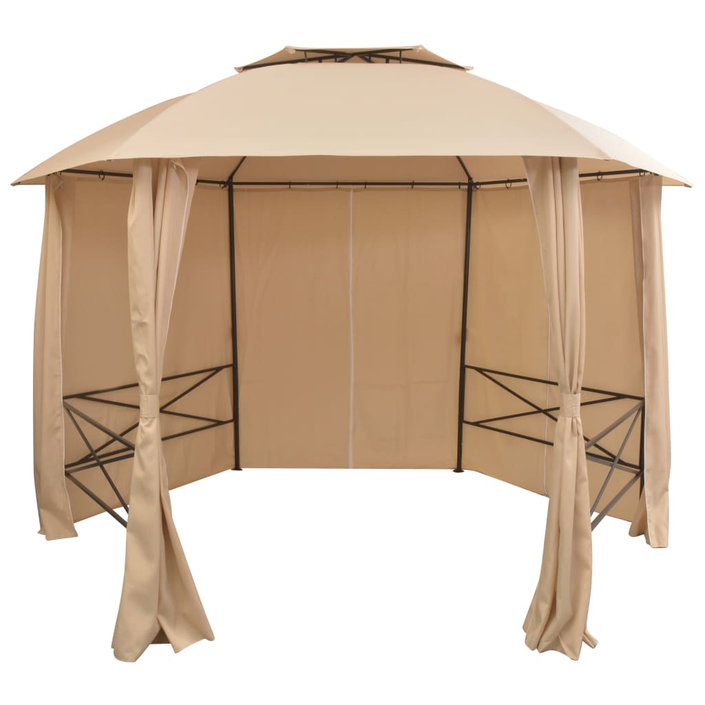 Gazebo Padiglione da Giardino con Tende Esagonale 360x265 cm - homemem39