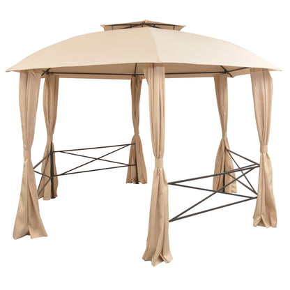 Gazebo Padiglione da Giardino con Tende Esagonale 360x265 cm - homemem39