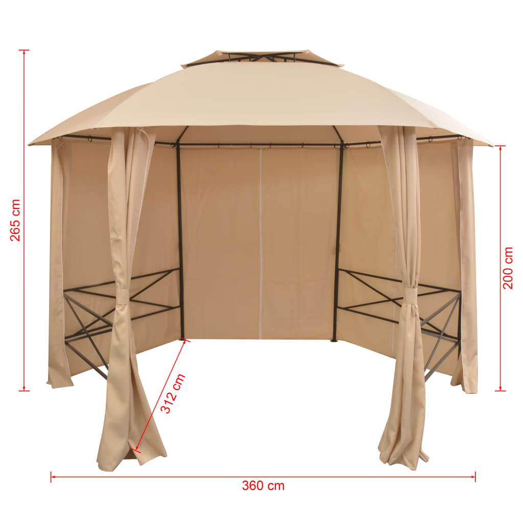 Gazebo Padiglione da Giardino con Tende Esagonale 360x265 cm - homemem39