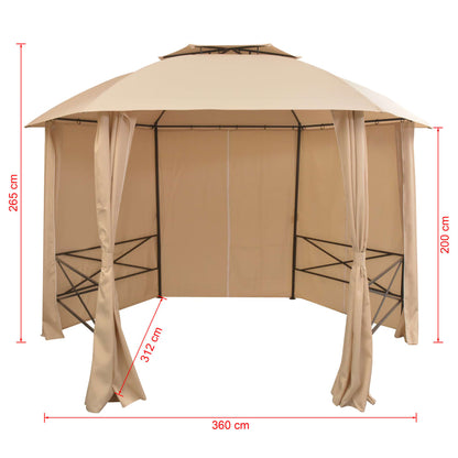 Gazebo Padiglione da Giardino con Tende Esagonale 360x265 cm - homemem39