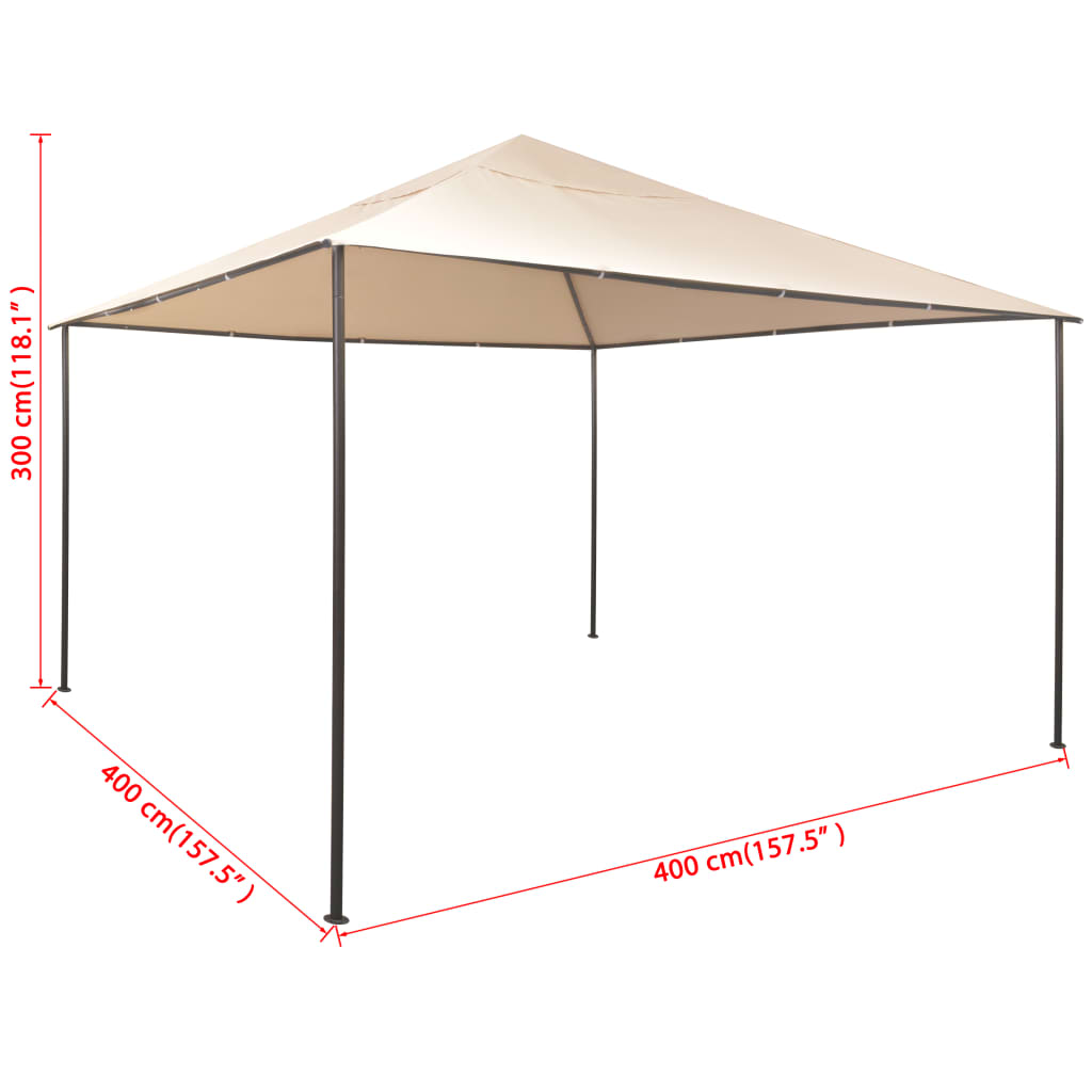 Gazebo Padiglione Tenda Tettoia 4x4 m Acciaio Beige - homemem39