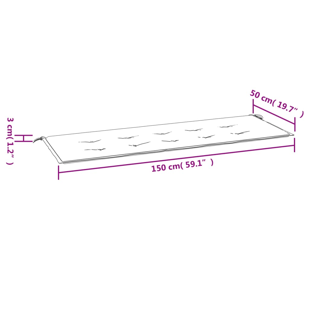 Cuscino per Panca Antracite 150x50x3 cm in Tessuto Oxford - homemem39