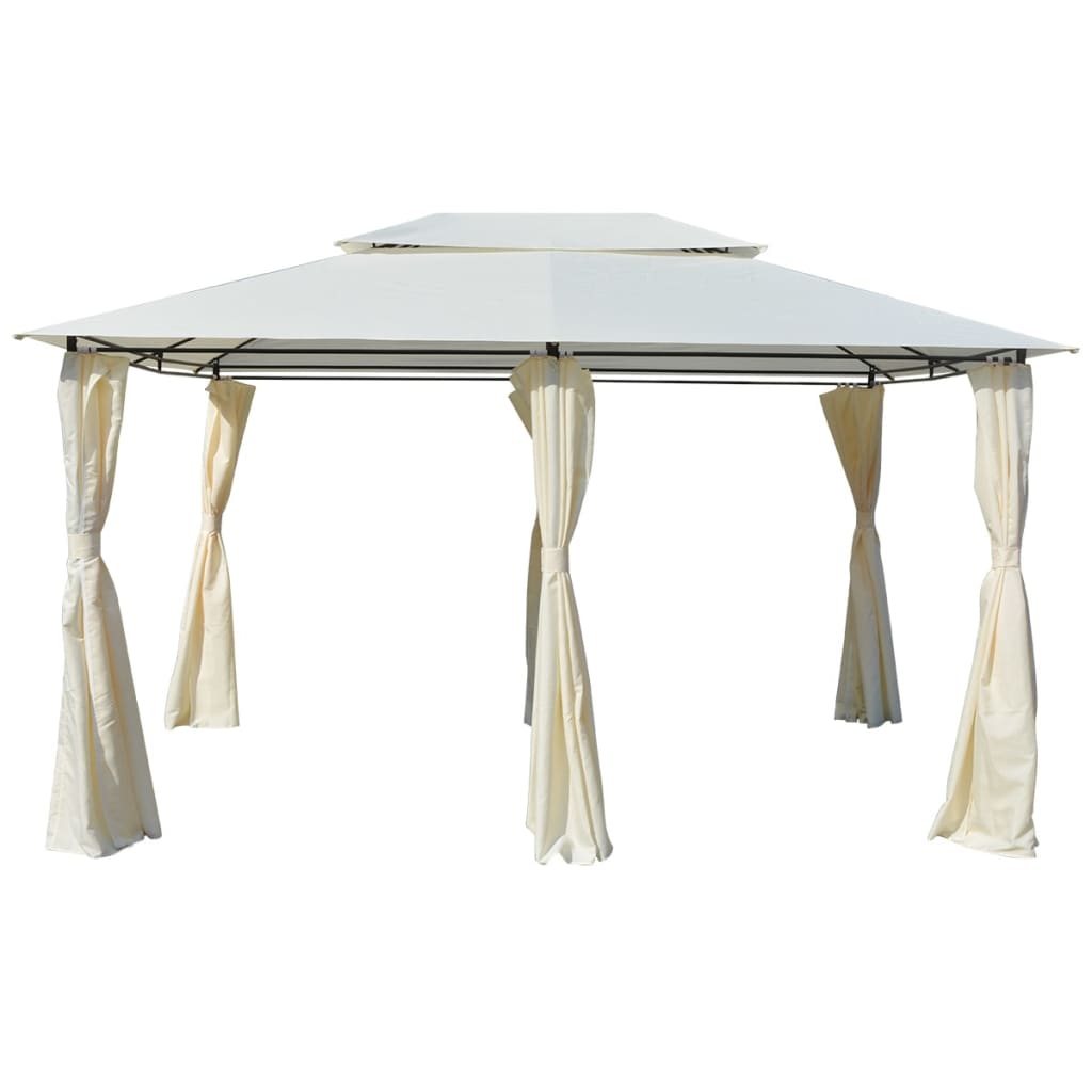 Gazebo da Giardino con Tende 4x3 m Bianco - homemem39