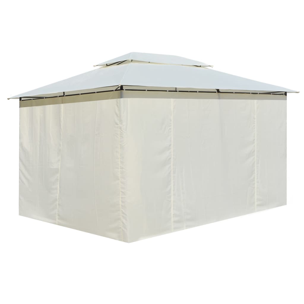 Gazebo da Giardino con Tende 4x3 m Bianco - homemem39