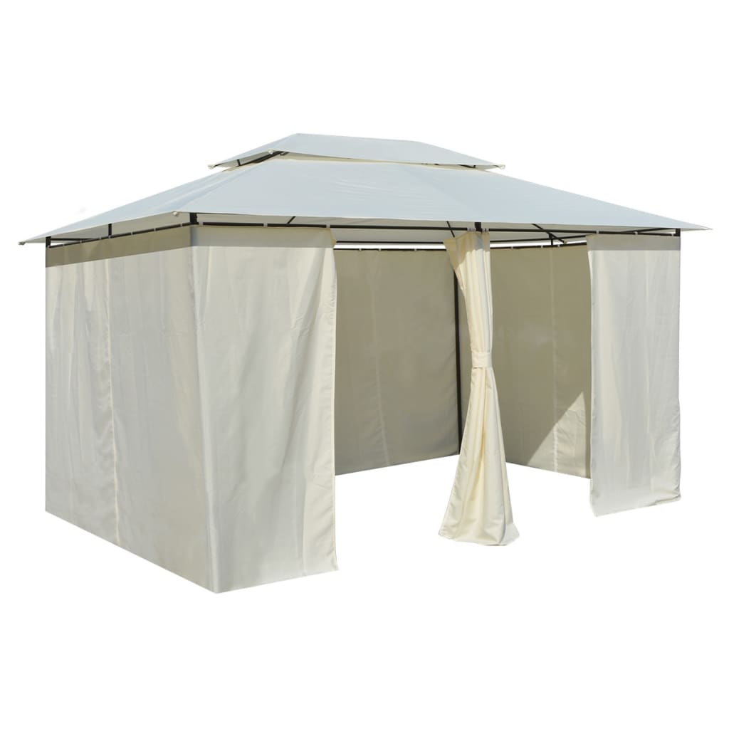 Gazebo da Giardino con Tende 4x3 m Bianco - homemem39