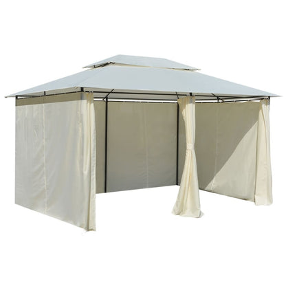 Gazebo da Giardino con Tende 4x3 m Bianco - homemem39