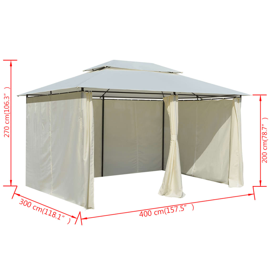 Gazebo da Giardino con Tende 4x3 m Bianco - homemem39