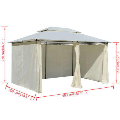 Gazebo da Giardino con Tende 4x3 m Bianco - homemem39