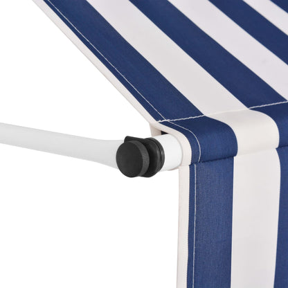 Tenda da Sole Retrattile Manuale 150 cm a Strisce Blu e Bianche - homemem39