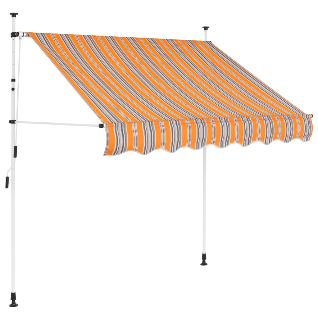 Tenda da Sole Retrattile Manuale 200 cm a Strisce Blu e Gialle - homemem39