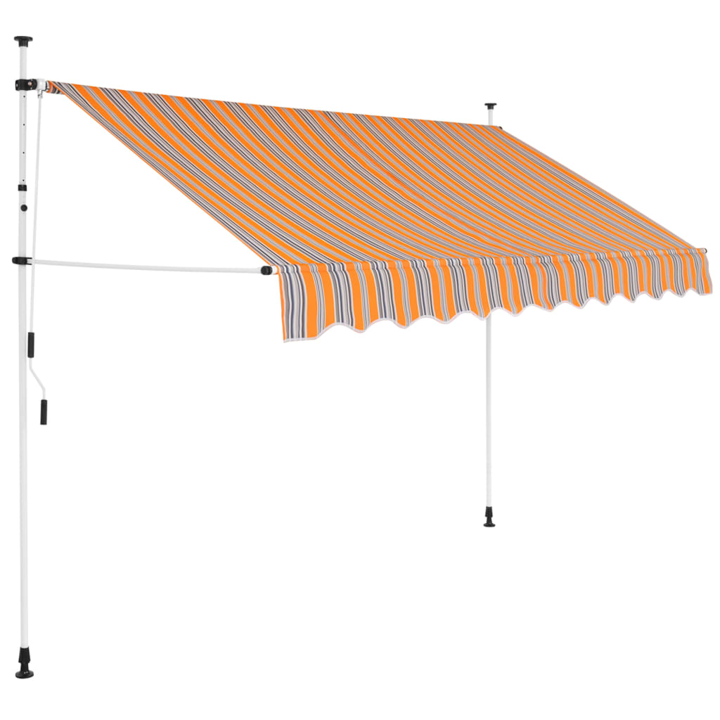 Tenda da Sole Retrattile Manuale 250 cm a Strisce Blu e Gialle - homemem39