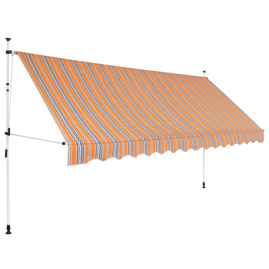 Tenda da Sole Retrattile Manuale 350 cm a Strisce Blu e Gialle - homemem39