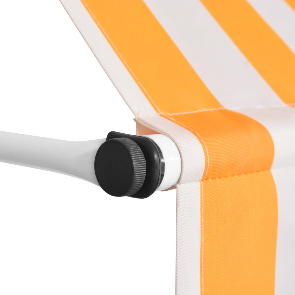 Tenda da Sole Retrattile Manuale 200cm Strisce Arancione Bianco - homemem39