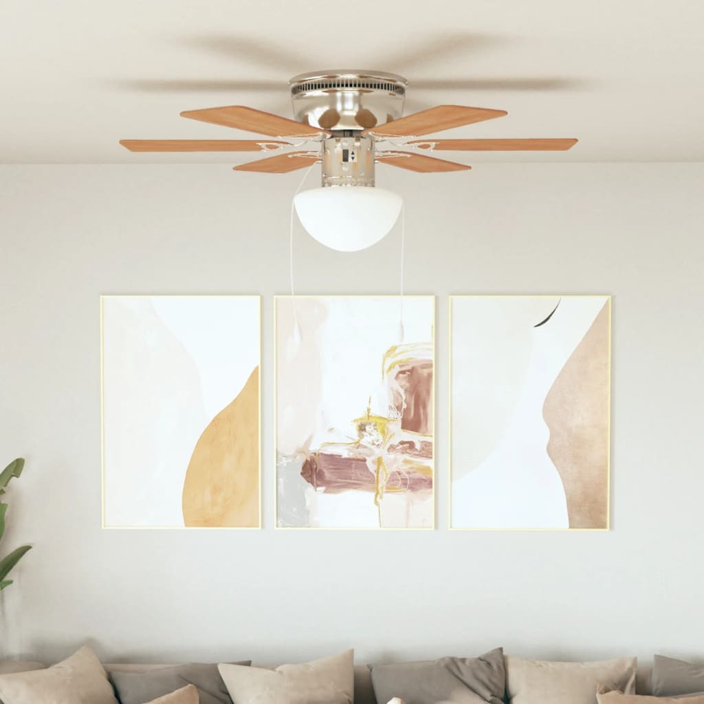 Ventilatore da Soffitto Decorato con Luce 82 cm Marrone Chiaro - homemem39